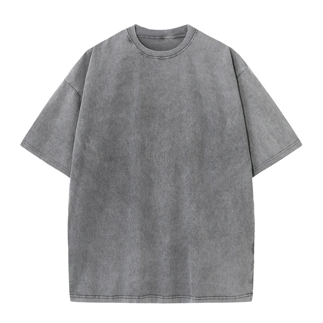 Men's Summer T-shirt 230G Heavy Cotton Vintage Washed T-Shirts Oversized Short Sleeve Loose Streetwear Short Sleeve Tops Tee 5