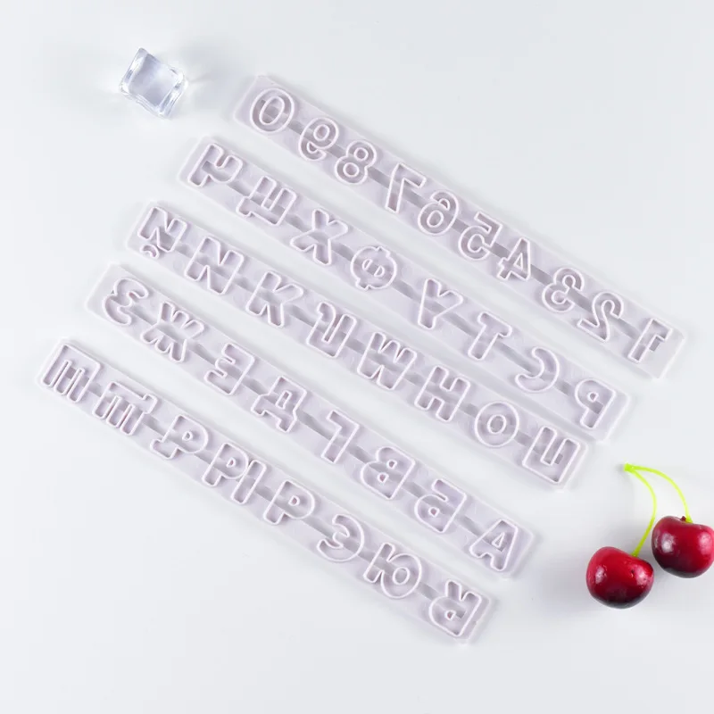 5Pcs/Set Russian Alphabet Letters Number Eembossing Cutters Fondant Cookie Cake Mold Cake Decorating Tools Baking Accessories 