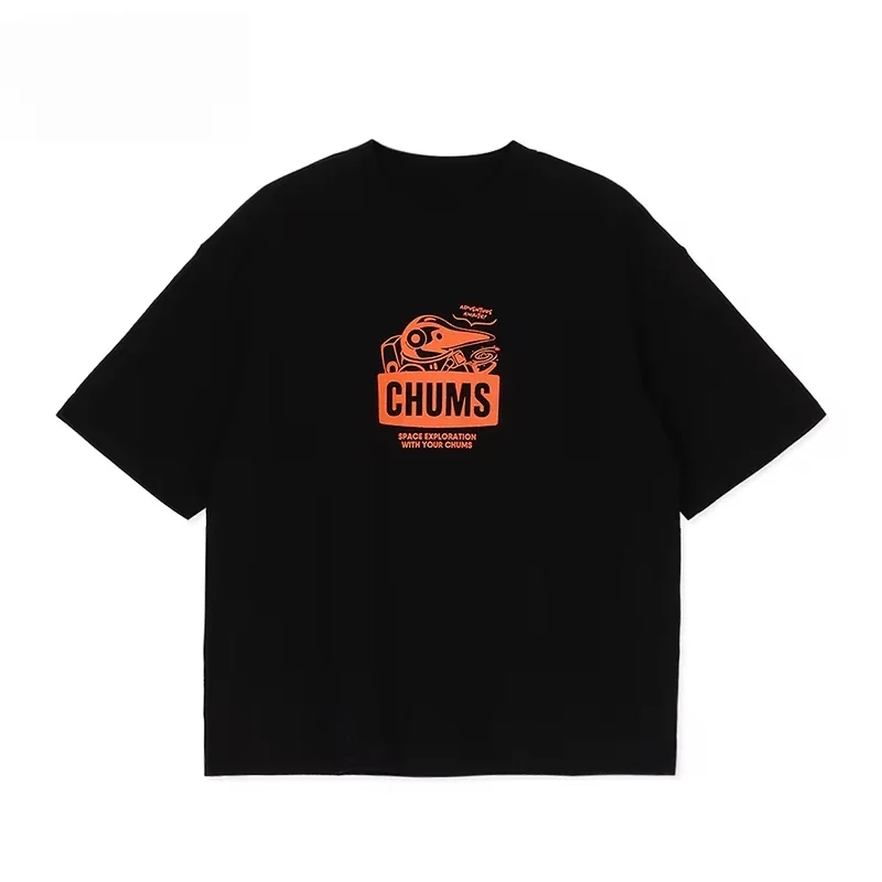 CHUMS Sports Outdoor Short Sleeve Men's Universe Theme Print Casual Round Neck T-shirt Unisex Comfortable Cotton Top