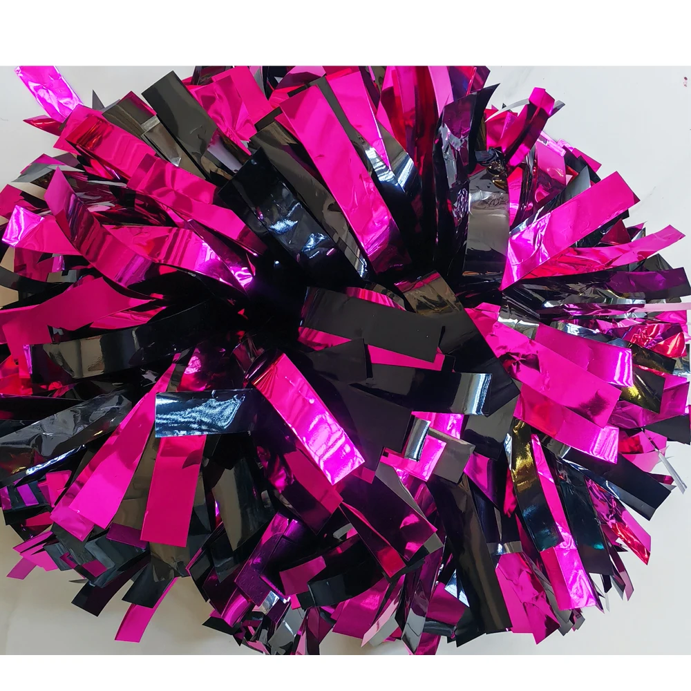 Cheerleader Pom Pom Metallic navy metallic black with holographic silver Mix Size and Color Baton Handle 1PIECE