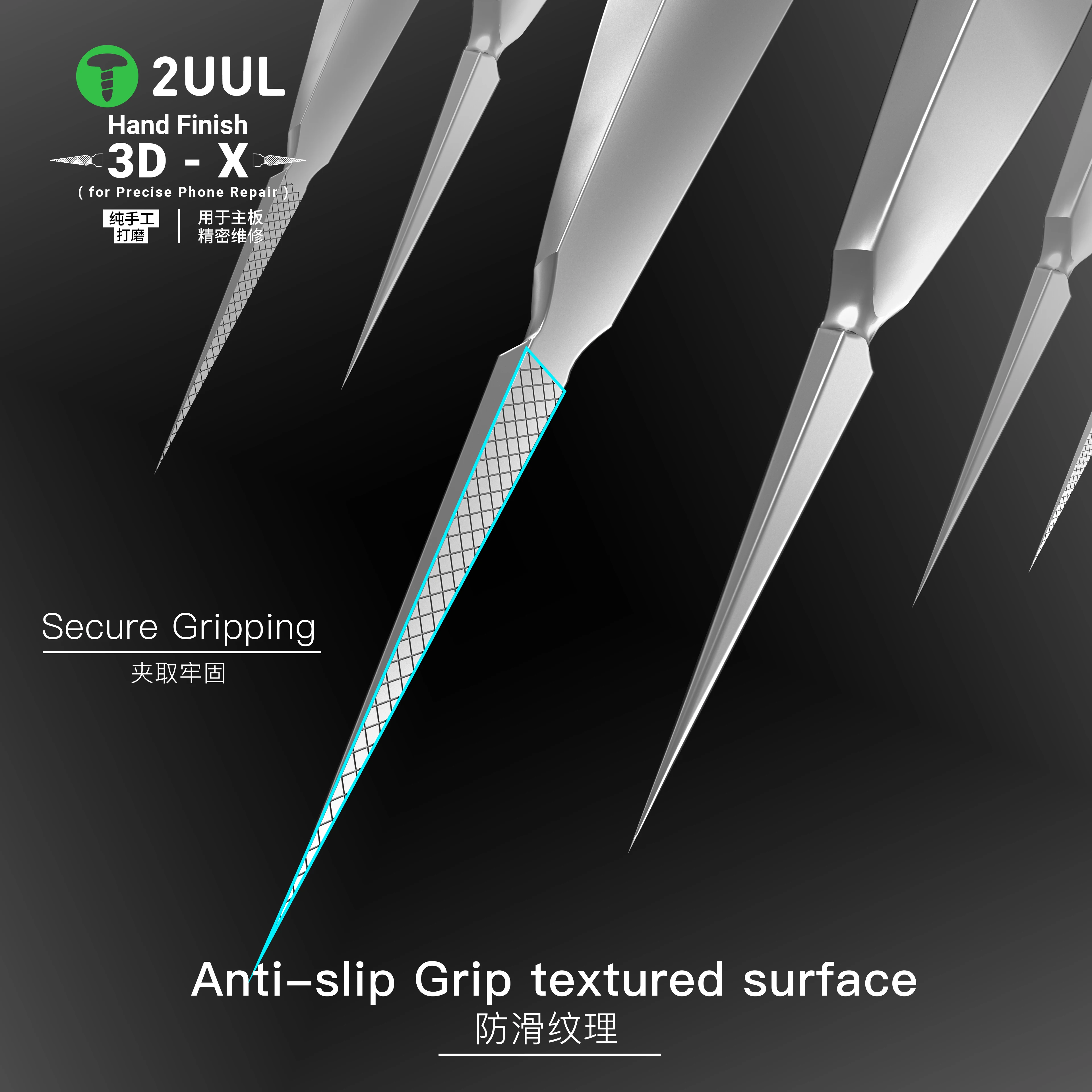 2UUL TW01 TW02 손으로 광택 처리한 3D 핀셋, 뾰족한 스테인레스 스틸 0.01mm 플라잉 와이어 고정밀 항자성 핀셋