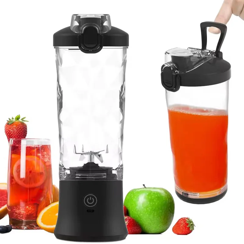 600ML portable blender personal electric juicer with lid water bottle powder fruit shaker bottle ice usb juicer cup 5