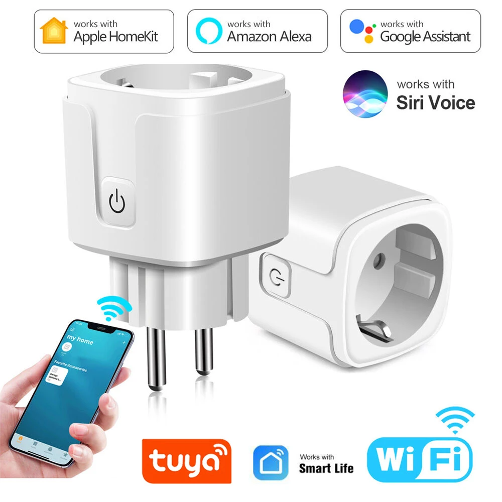 Tomada Inteligente da ue Wifi Tomada Inteligente Soquetes Elétricos Homekit Cozylife Tuya App Controle Cronometragem Funciona com Alexa Google Siri 16a