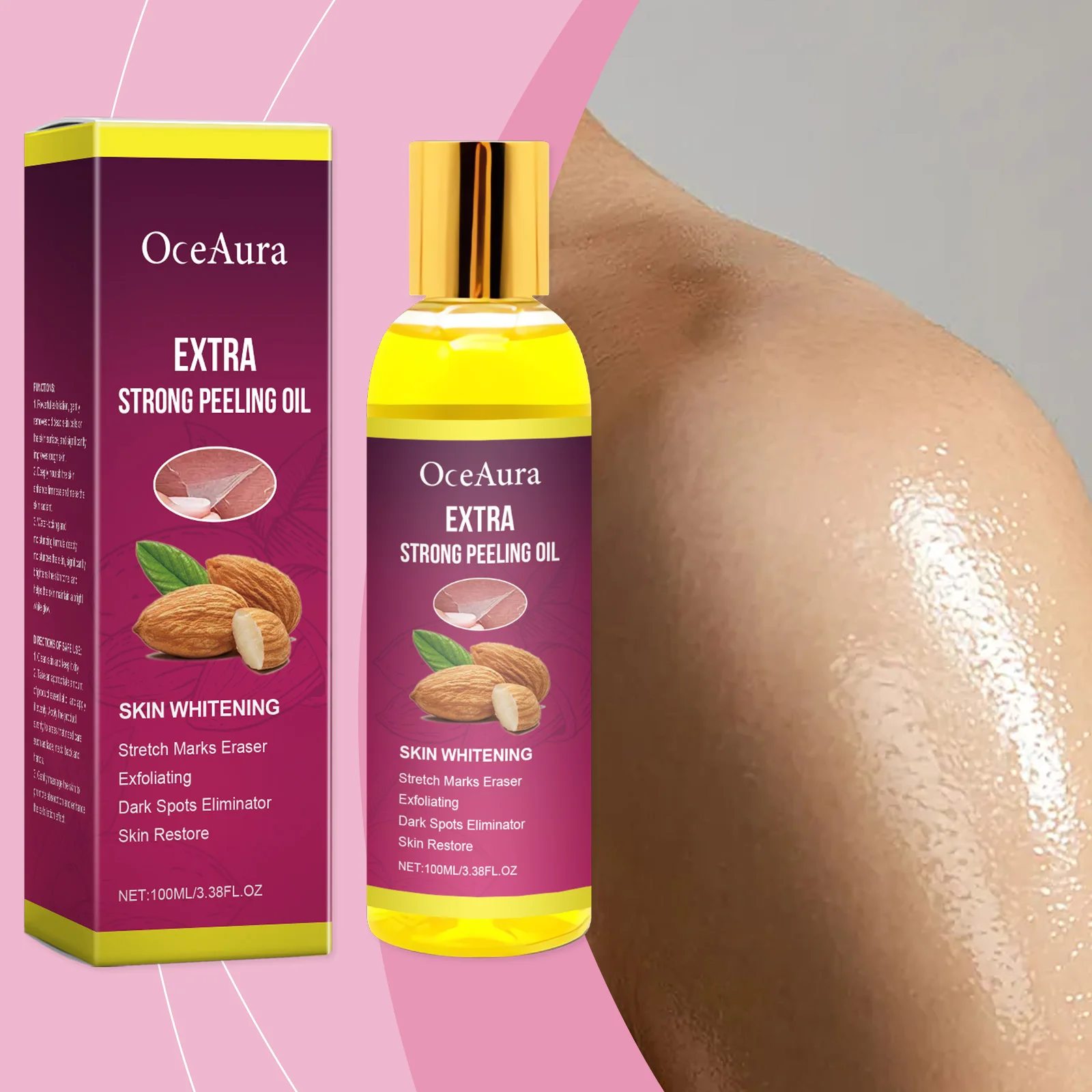 Body Exfoliating Oil, Cleansing & Nourishing Dry Skin Care, Polishing Treatment for Glowing Skin