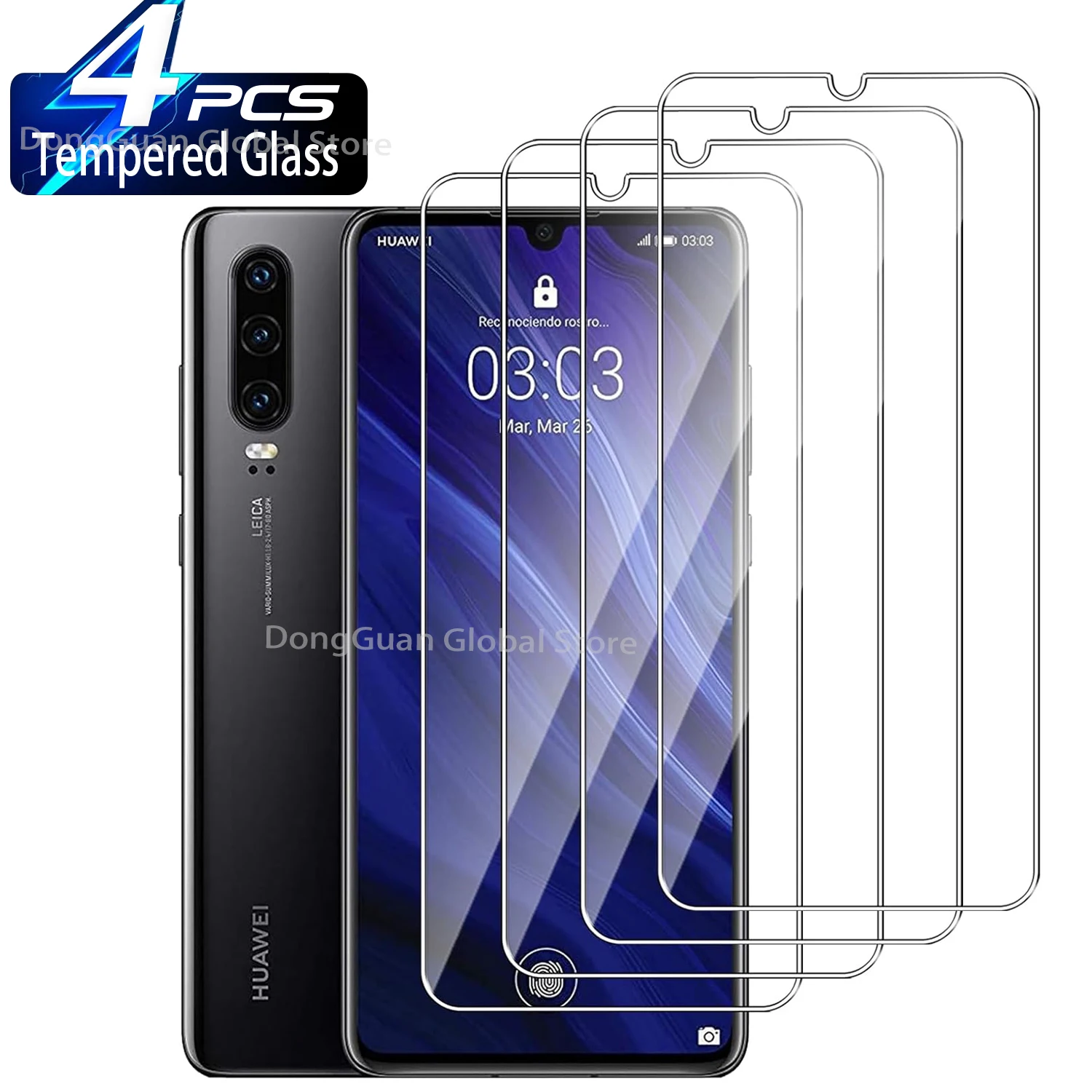 Vetro temperato 2/3/4 pezzi per Huawei P30 Pellicola proteggi schermo in vetro temperato