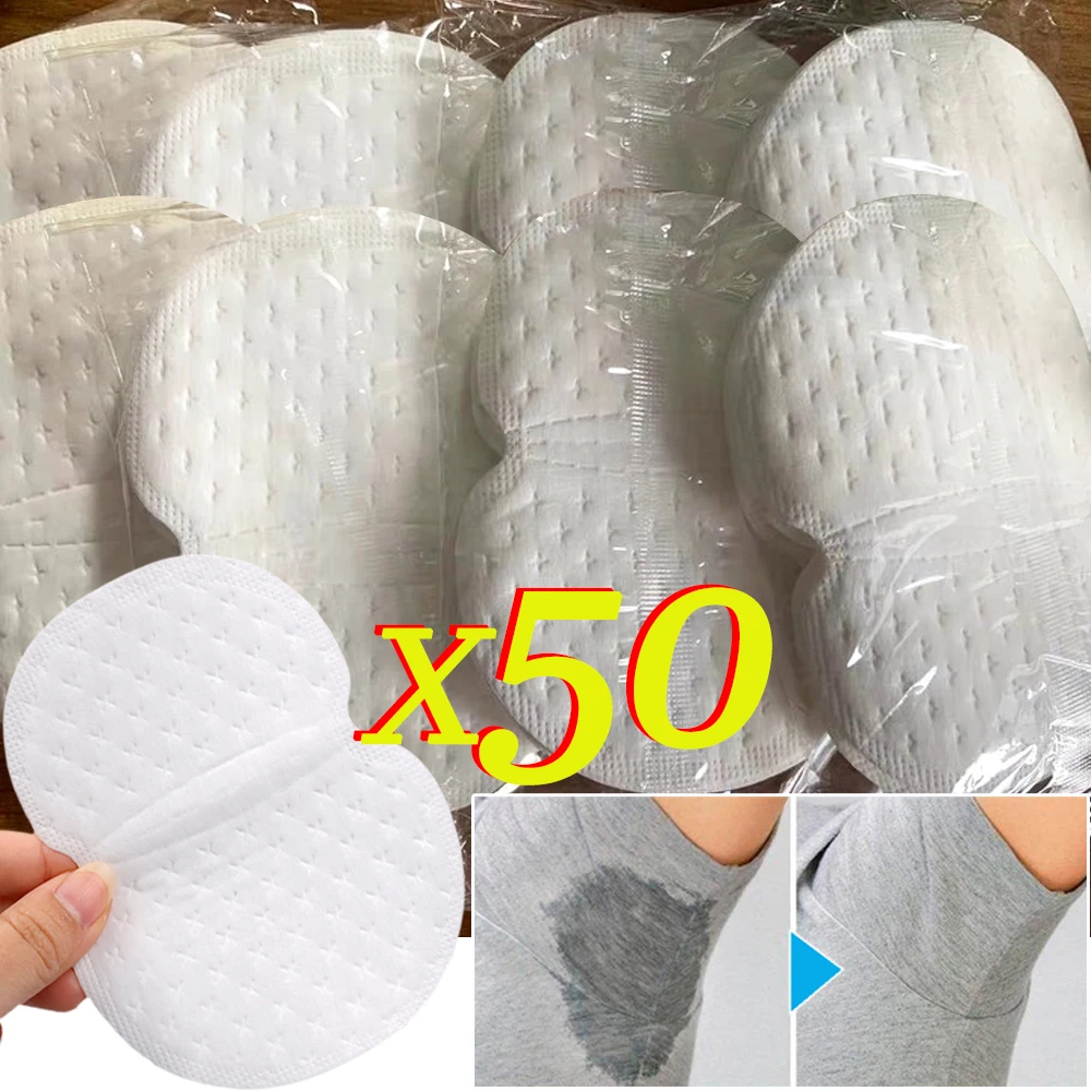 Disposable Sweat Pads 50pcs Invisible Underarm Absorbent Dress Clothing Care Antiperspirant Lightweight Anti Sweat Summer