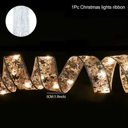 Festive Christmas Ribbon Fairy Light String - Holiday Home Decor Ornament & Gift - 10M 100LED (Silver warm light)
