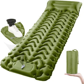 Outdoor camping air mattress with pillows Sleeping mattress Ultralight Thickened Air cushion Built-in air pump Hiking and picnic