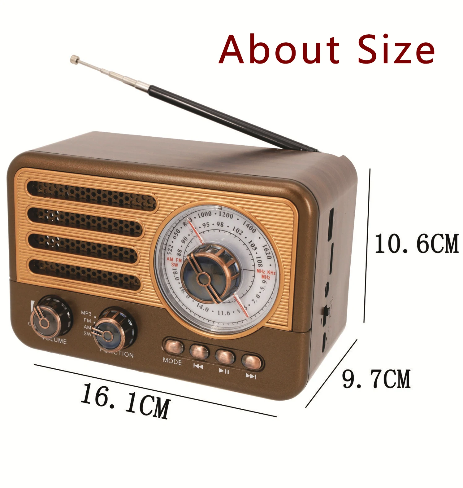 J-160 Retro Bluetooth AM FM SW Radio, J-288 Portable AM FM Bluetooth Stereo  Radio with SD Card USB Drive Aux-in MP3 Player, Rechargeable Battery