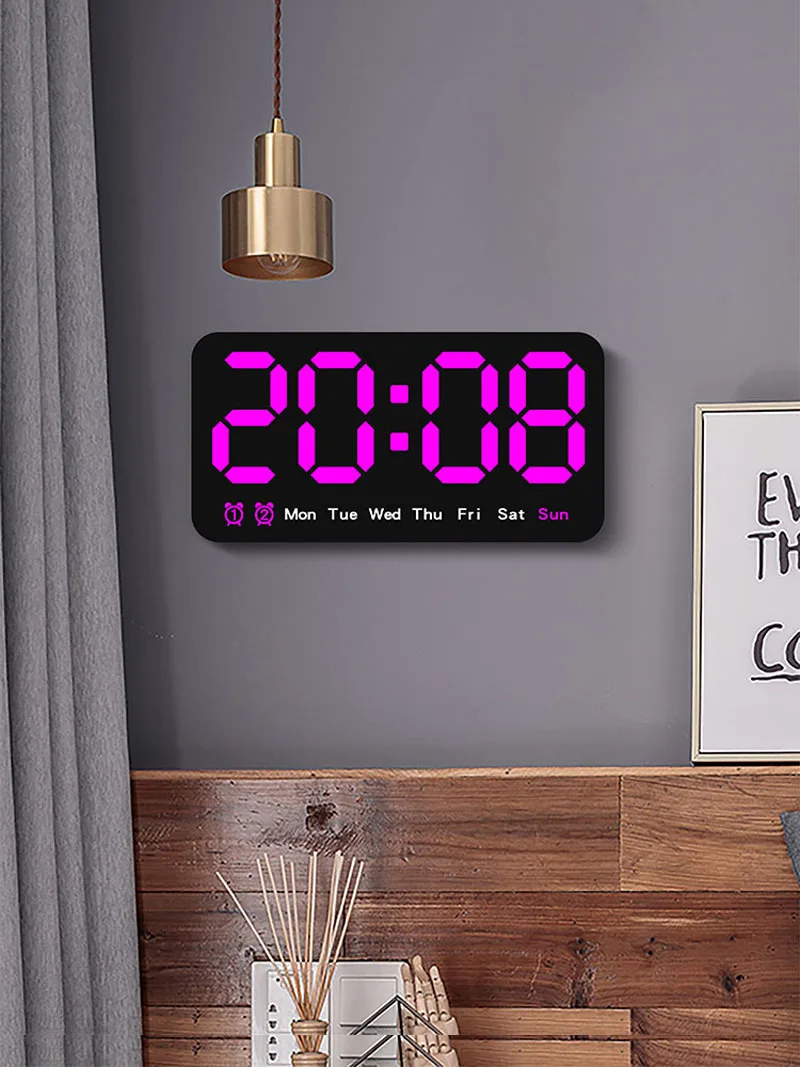 Description Picture 5 of itemDigital LED Alarm Clock with Snooze Function.For Table Stand Or Wall Hanging.Brightness Level Adjustable.Sound Control Backlight