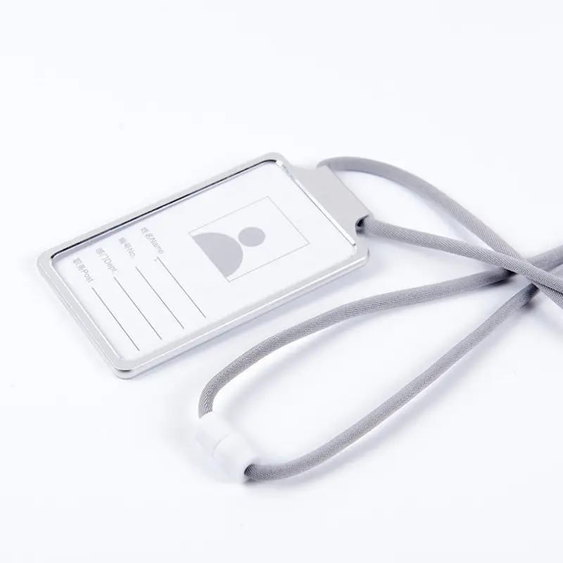 Elegant Aluminum Alloy ID Badge Holder with Lanyard - Luxury Office Accessory