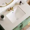 Undermount Bathroom Sink Rectangle, 20 x 15 Inch Rectangular Vessel Sink with Overflow, Ceramic Under Counter Sink for Bathroom 2