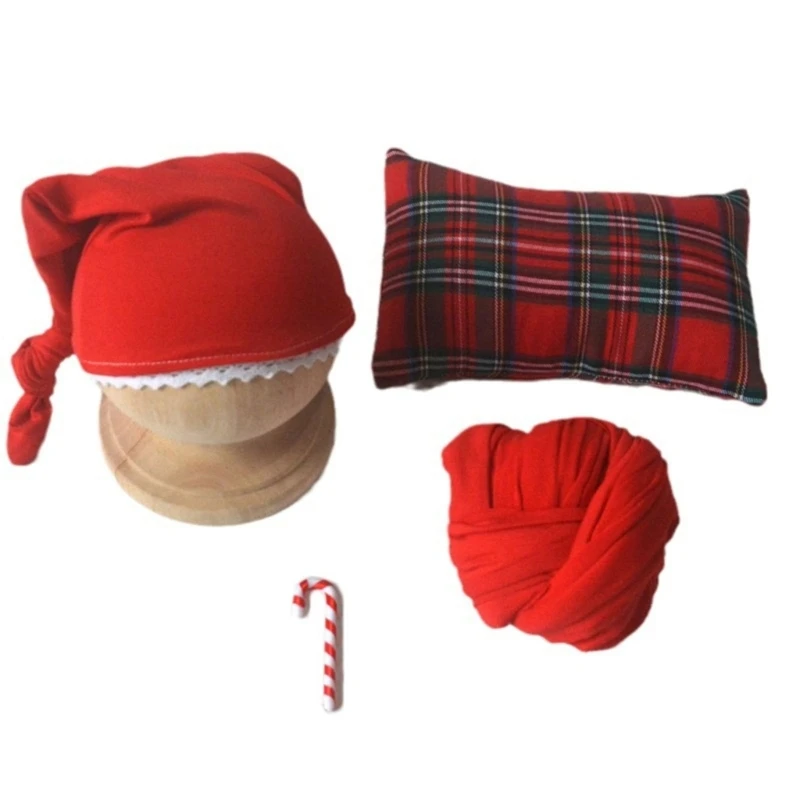 

Baby Photoshoot Clothing Set Festive Christmas Theme Outfit Hat with Wrap Crutch