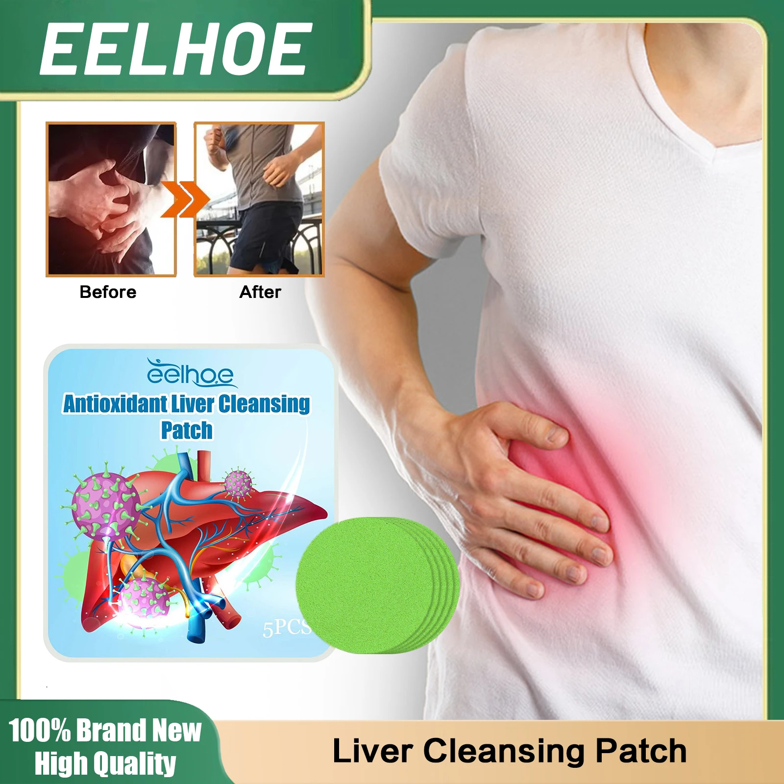 Liver Cleansing Patch Remove Bad Breath Promote Body Detoxification Improve Digestive Preventing Fatty Liver Health Care 5pcs