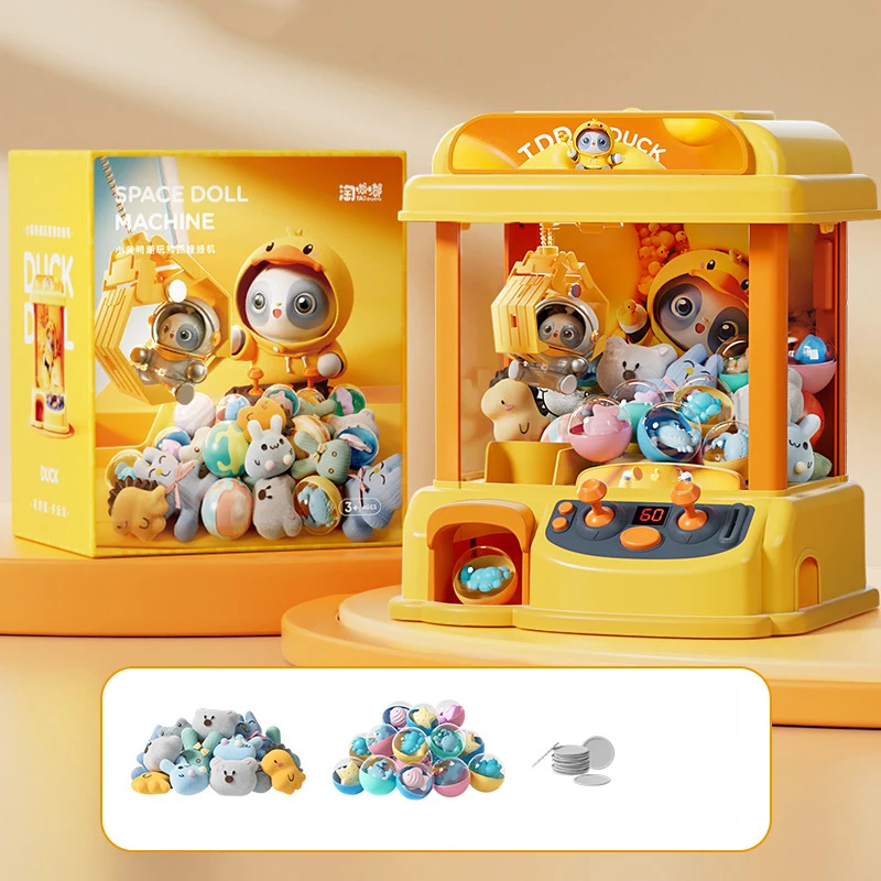 DIY Automatic Doll Machine Kids Coin Operated Play Game Mini Claw Catch Toy Crane Machines Music Doll for Christmas gifts 6