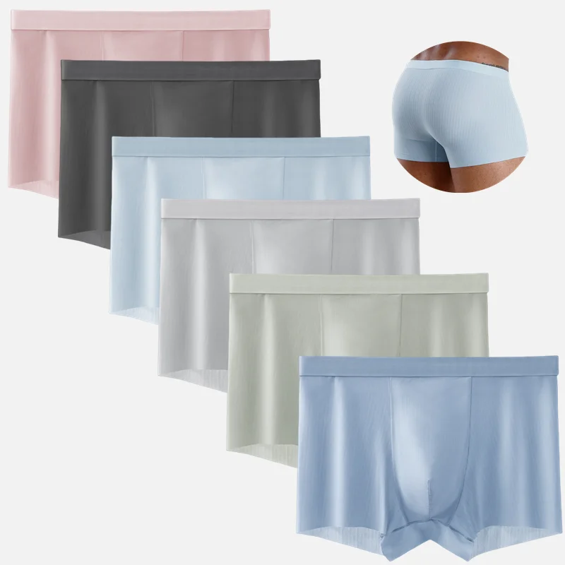 2Pcs Boxers Man Ice Silk Panties Mens Boxer Underpants Underwear Shorts L-XXXL Breathable Soft Cool Sexy Fashion Comfortable