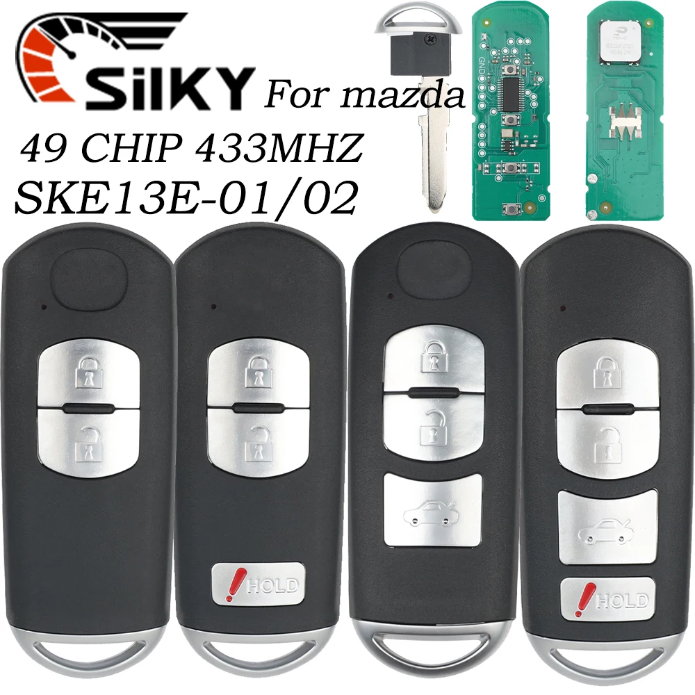 Silky SKE13E-01/02 Universal ID49 ชิป 433MHz Proximity กุญแจรถระยะไกลสําหรับ MAZDA 3 6 CX-5 MX-5 CX-3 Axela อัจฉริยะ REMOTE KEY