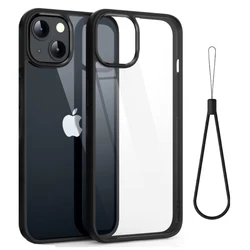 Coque de téléphone en silicone shockproof avec lanière et protection arrière transparente