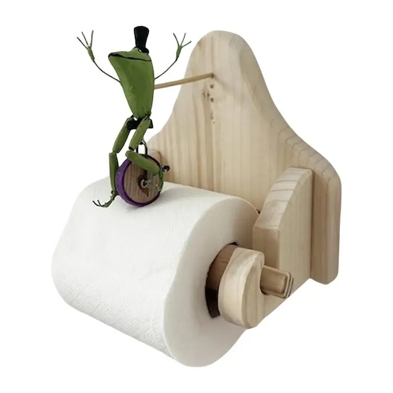 

Creative Frog Paper Holder Funny Frog Riding Bicycle Wall Mounted Tissue Box Punch-Free Reel Spool Holder Bathroom Supplies