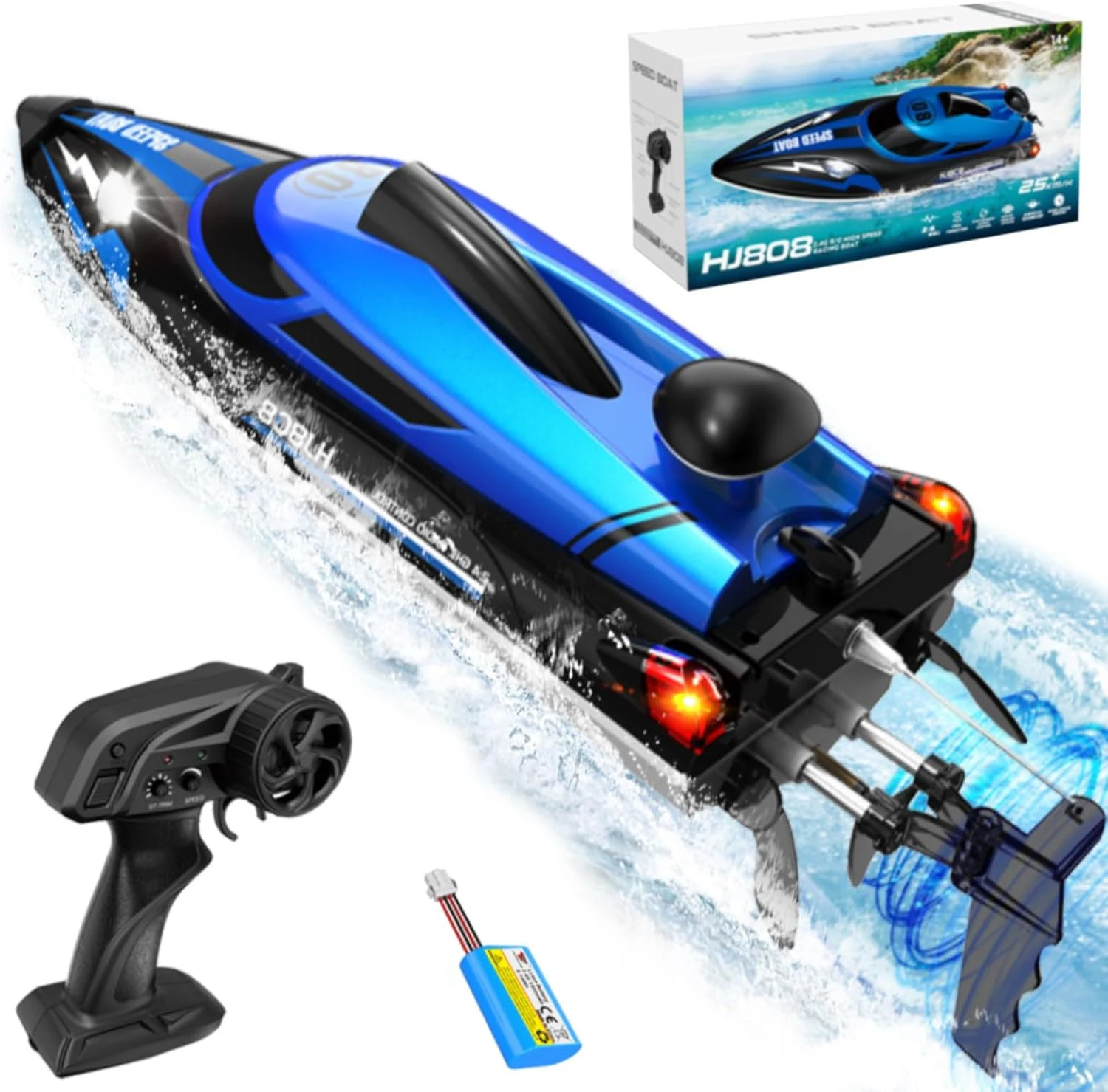 HJ808 RC Bateau Télécommandé 2.4GHz 25km/h - Bateau Hors-Bord Jouet
