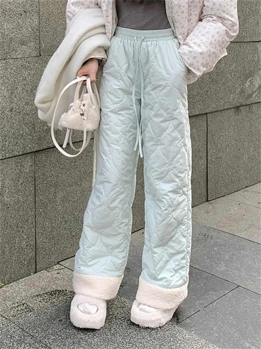 

Хлопковые брюки PLAMTEE, женские шикарные Свободные повседневные теплые зимние нежные прямые широкие брюки, модные повседневные Новые облегающие брюки с высокой талией, 2024