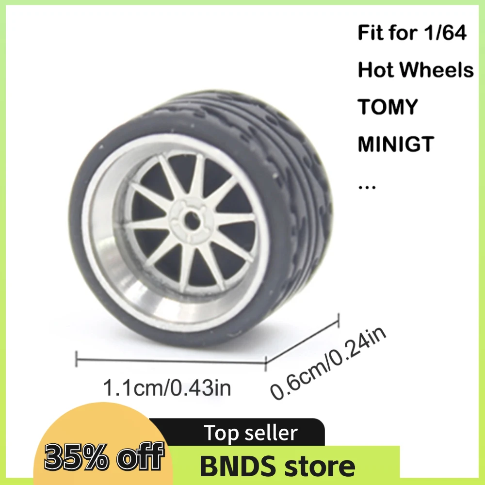 Carlomo 1/64 모델 자동차 용 휠 N 클래스 디테일 업 세트 (고무 타이어 포함) 어셈블리 림 Tomica Hot Wheels 4pcs 세트