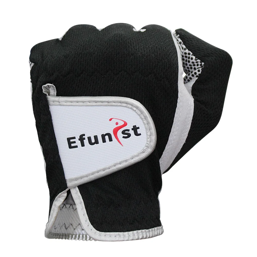 Efunist Golf Glove For Men Non-Slip Patterned Microfiber Black Breathable Left Hand 3D Performance Grip Comfortable Golf Gloves