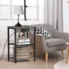 Bedside table with charging station, 3-story side table with USB port and socket, side table with living room with storage rack 6