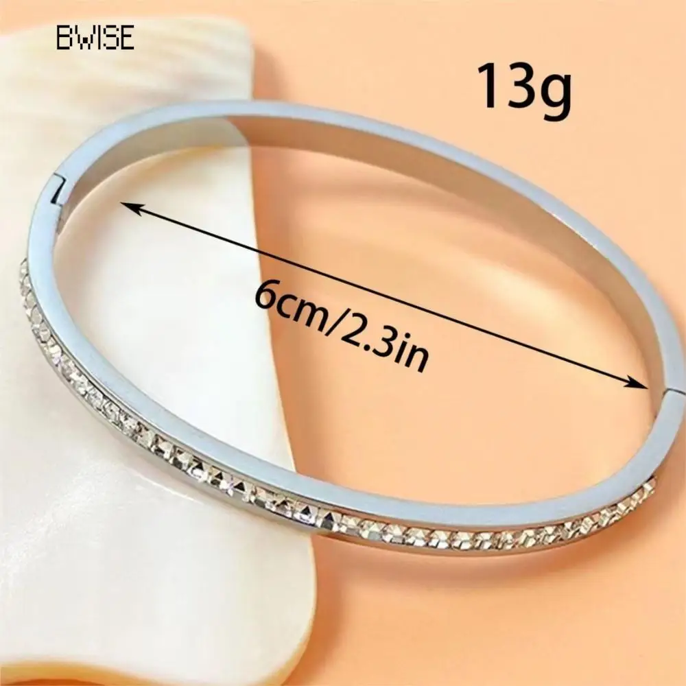 Bwise Ins Style Stainless Steel Bracelet Jewelry Inlaid Cubic Zircon Bracelet Bangles for Women Waterproof Trendy Christmas Gift 5