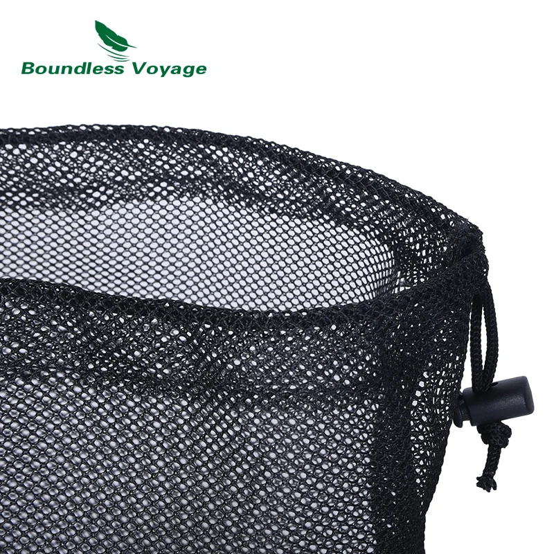 Boundless Voyage Durable Nylon Mesh Drawstring Bag for Cutlery Bottle Pot Pan Kettle Mesh Storage Ditty Bag Travel Stuff Sack