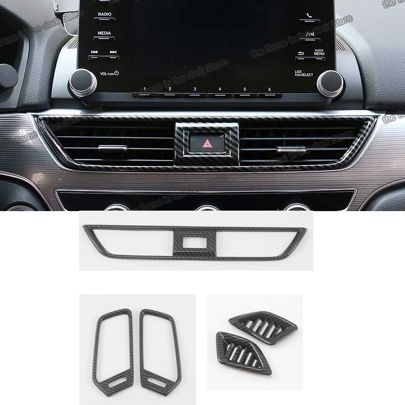 

Рамка из углеродного волокна для автомобильной приборной панели с вентиляционным отверстием для Honda Accord 2018 2019 2020 2021 аксессуары 10 x Стайлинг 2022 2023