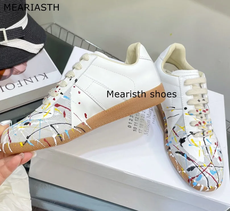

New Autumn Flat Thick Casual Shoes Women Genuine Leather Suede Patchwork Lace-up men Sneakers Unisex Outdoor Tennis Shoes 2023