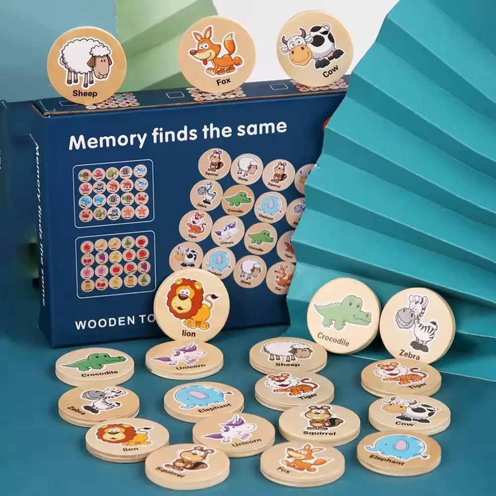Memory Chess Game With Animal And Fruit Patterns For Toddlers_voghion.com