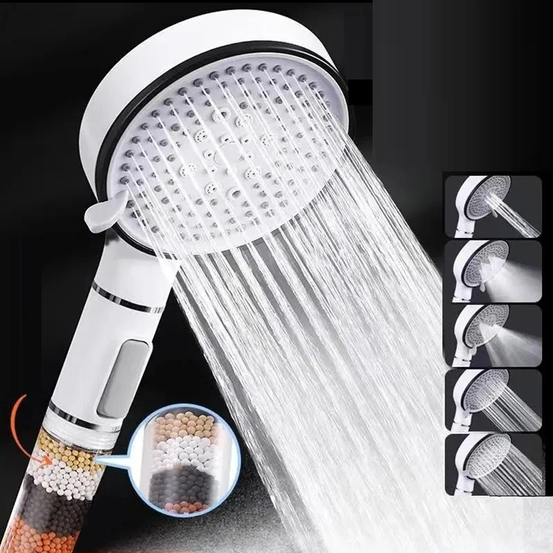 Pommeau De Douche Filtreur Haute Pression - 6 Jets - Anti-Calcaire Et Chlore (Avec Tuyau Et 3 Filtres)