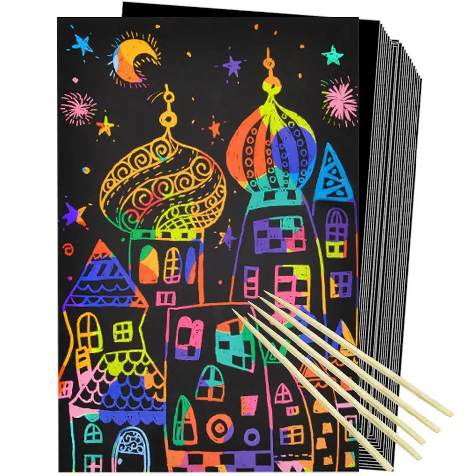 Colorful Bamboo Scratch Paper Craft Set