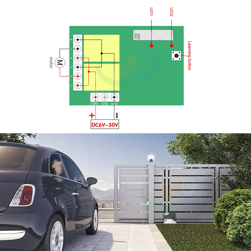 범용 무선 원격 제어 스위치, 릴레이 수신기 모듈, 3 채널 RF 원격 433 Mhz 송신기, DC6V, 12V, 24V, 2CH