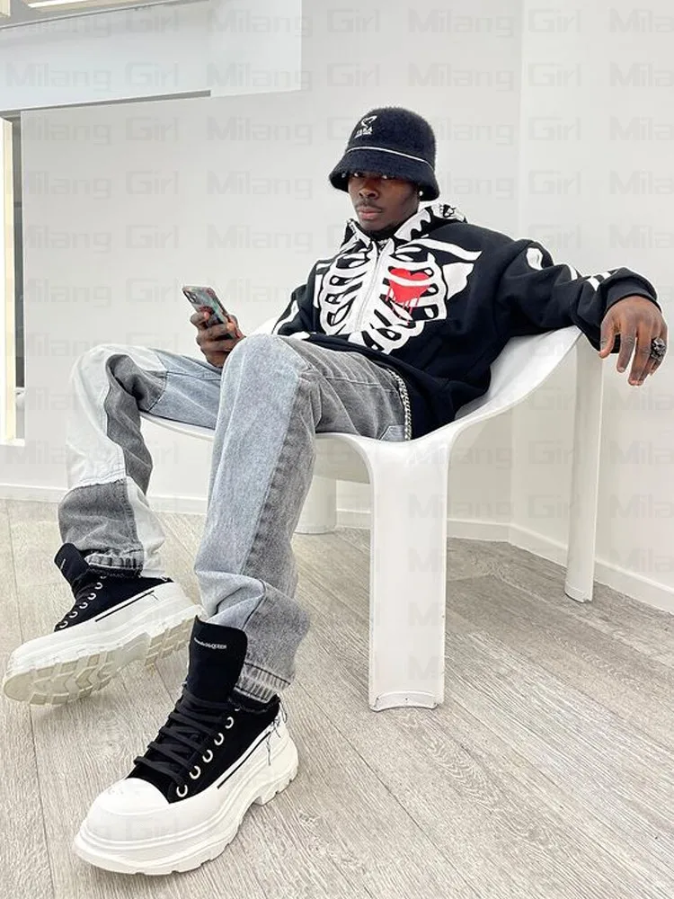 Long Sleeve Vintage Skeleton zip up hoodie Men Y2K Grunge Sweatshirt Hip  Pop Oversized Streetwear Jacket Gothic Loose Male tops - AliExpress
