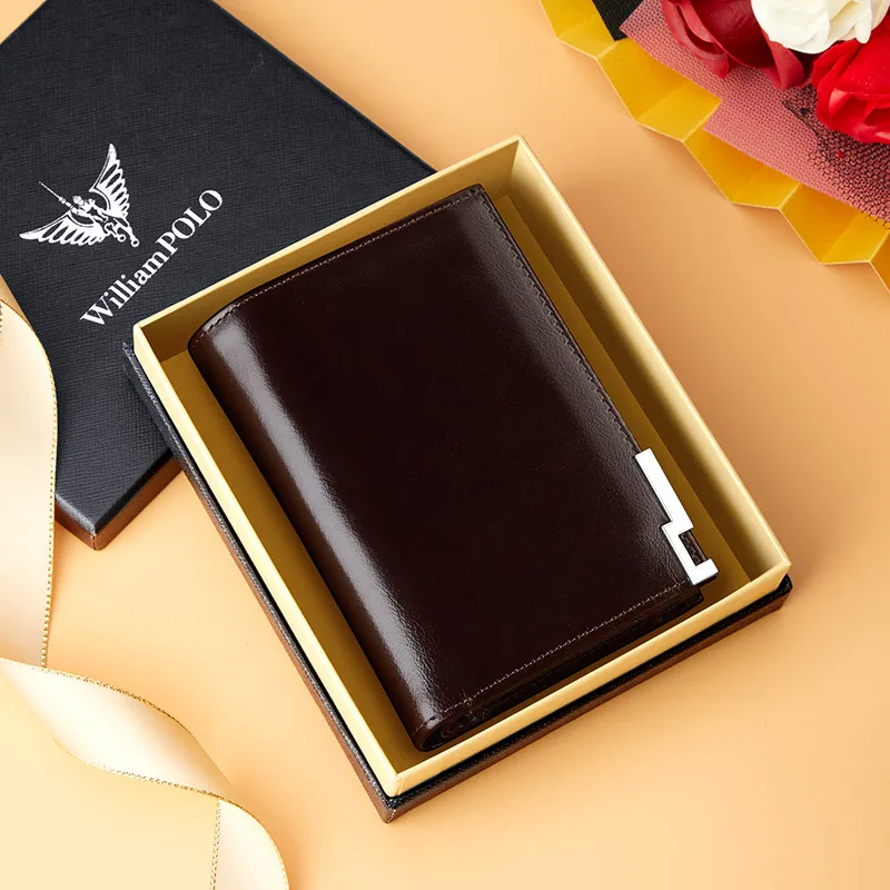 Tanie WILLIAMPOLO portfel męski skórzany biznes składany portfel luksusowy portfel etui na karty sklep