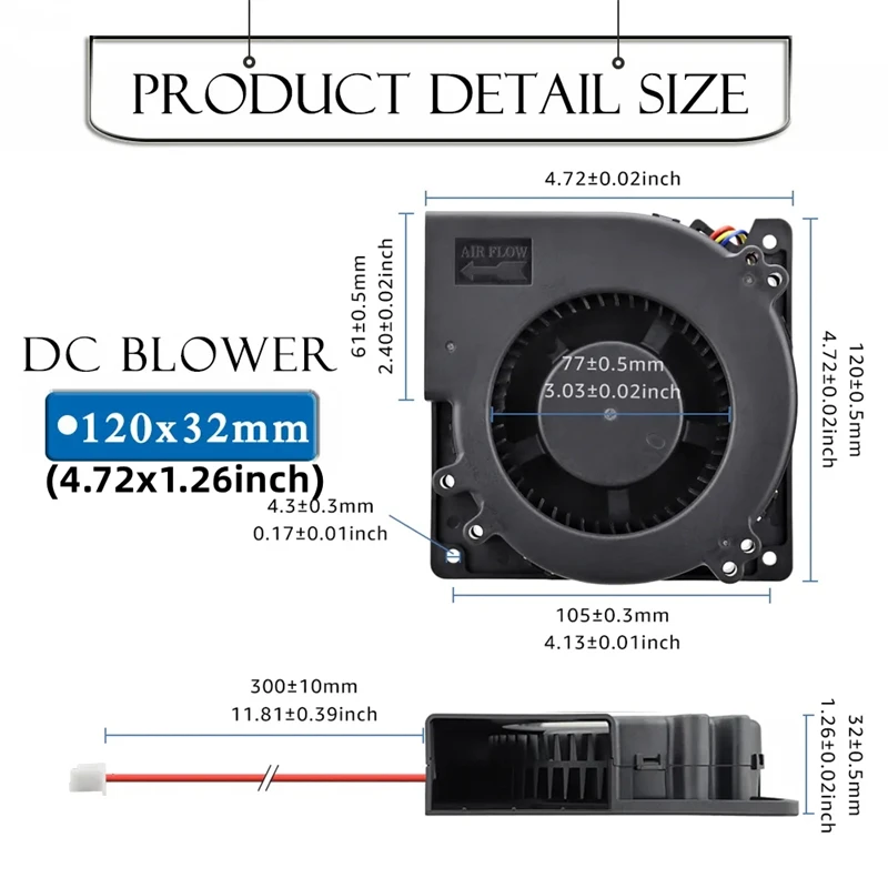 High Air Flow Cooling Fan 12cm 12032 120 * 32mm 5V 12V 24V automotive cushion air-cooled turbo blower 2-wire cooling fan,gaming cooling fan,industrial cooling fan,3d printer fan
