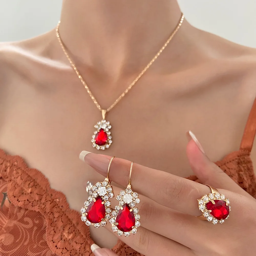 Jewelry Sets Ring Necklace Earrings Set For Brides Girls Women
