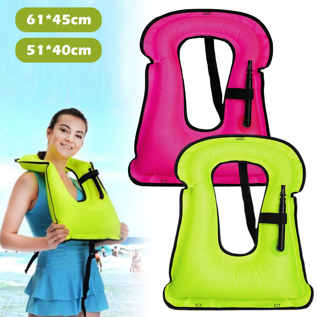 Inflatable Snorkel Vest Swim Vest Adults/children Light Snorkeling