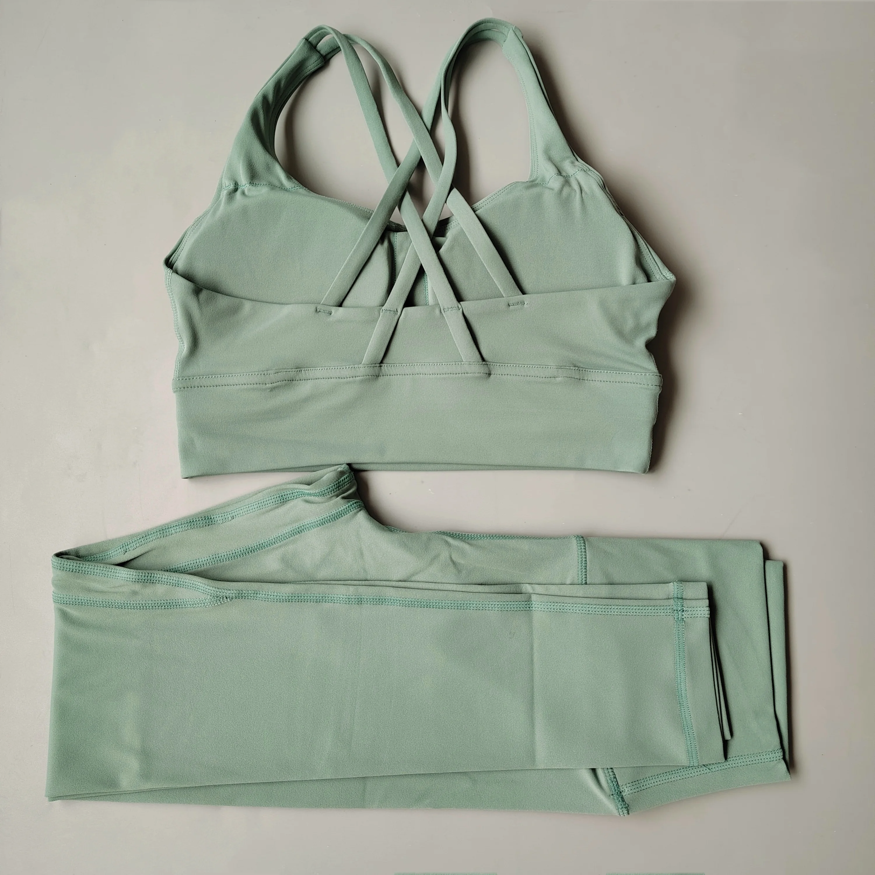 Sexy Yoga Clothes Gym Solid Color Sports Bra Women Leggings Crossed Back Sports Suit Fitness Clothes Soft Breathable Comfortable
