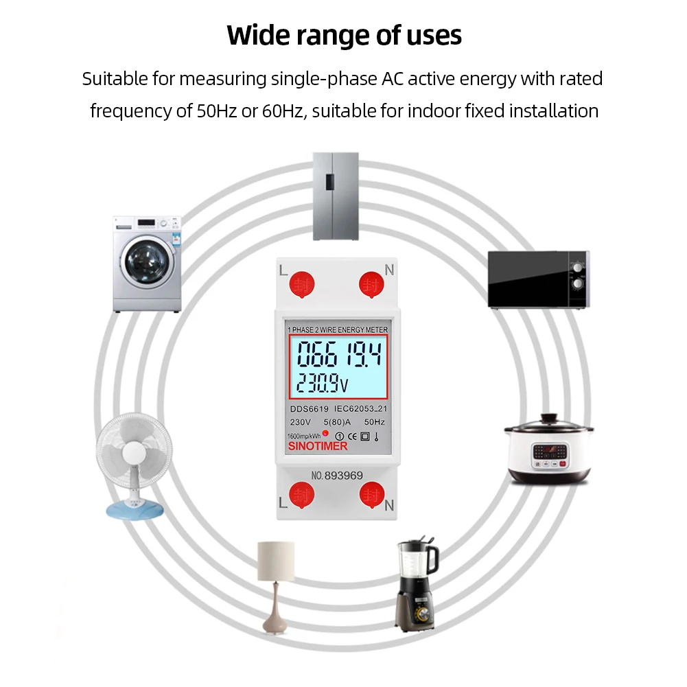 Digital Single Phase Energy Meter LCD Display