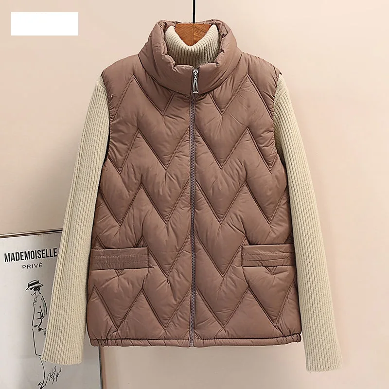 

Autumn/Winter Women's New Sleeveless Standing Collar Versatile Down Cotton Vest Outerwear Fashion Reversal Vest Sweetheart Coat