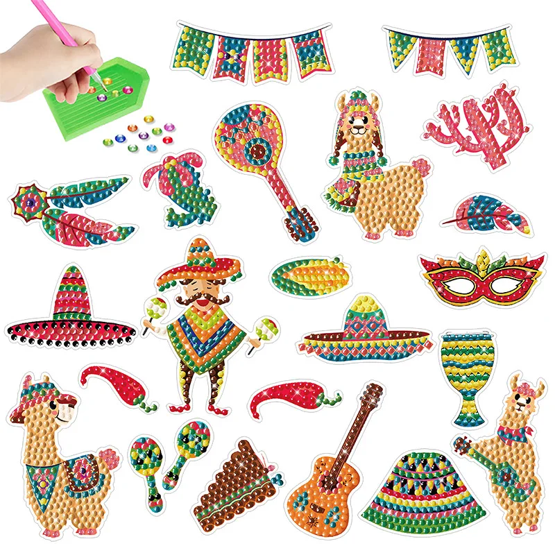 Cupcake Diamond Painting Stickers Set Stick-Shaped Paint Marked with Diamond By Number 5D DIY Art Craft Kit For Kids Boys Girls Gift