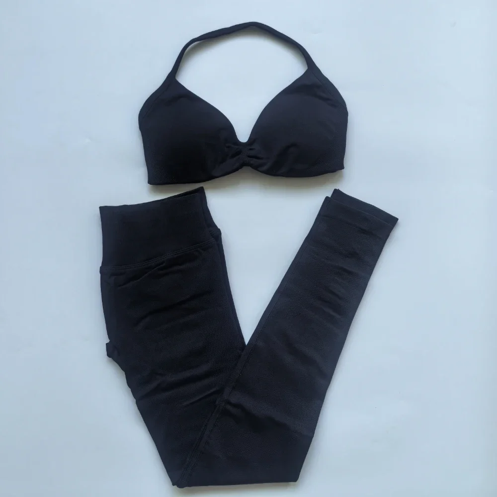 Impact Legging Sets yoga set sports set gym workout set sportswear set fitness set sports bra set yoga pants set 2 Pieces Seamless Yoga Set Women Scrunch Butt Legging Set With Sexy Strappy Backless Sports Bra Gym Suit