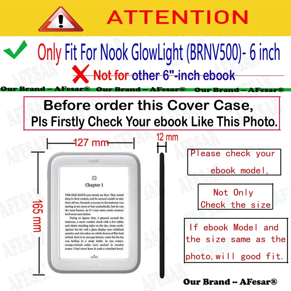 Barnes & Noble Nook GlowLight Ebook Reader Folio Flip Protective Cover