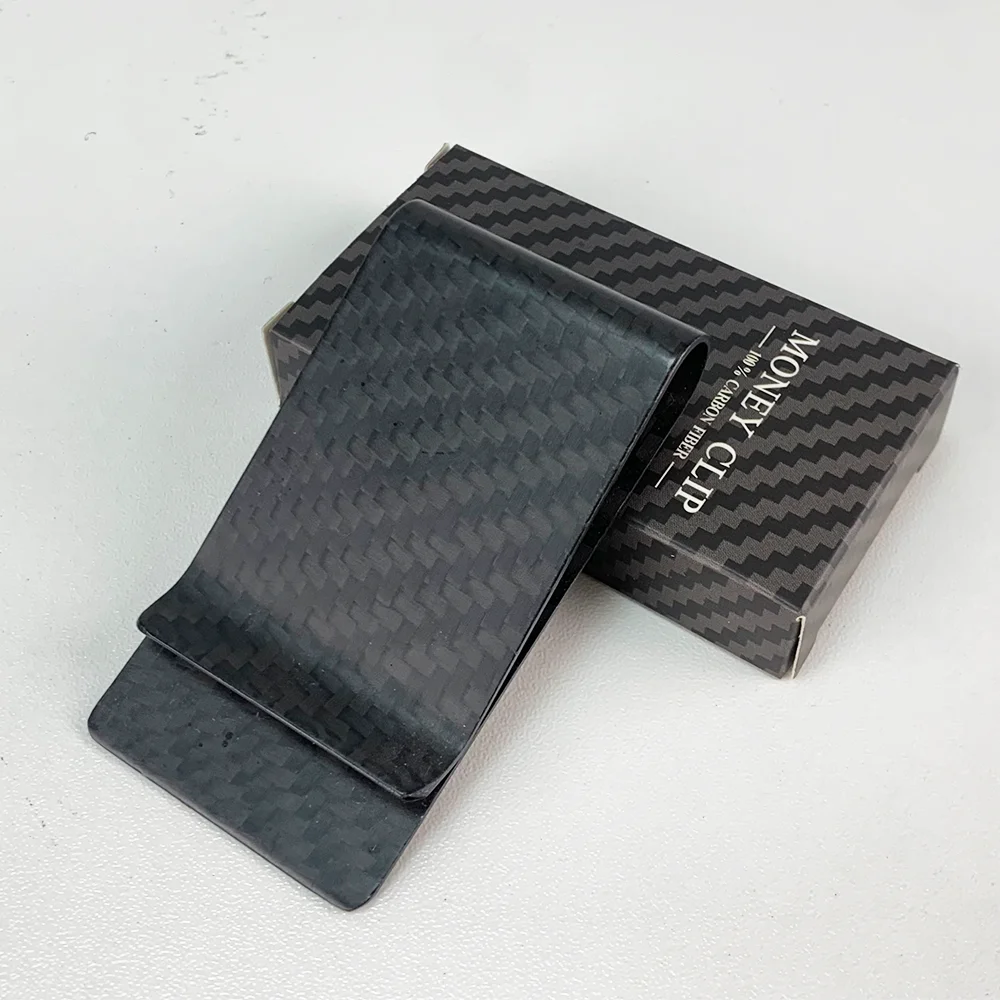 3K Twill Black Genuine Carbon Fiber Slim Credit Card Holder Wallet Carteira for Men Money Clip 3