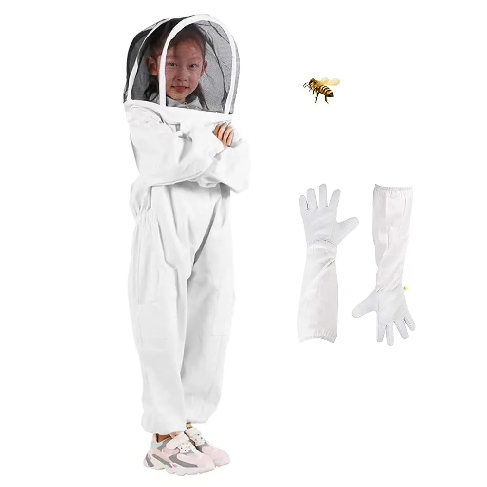 Comforme Ventilated Child Beekeeping Clothing Suit Yellow Cotton Children's Jacket Apiculture Equipement Gloves