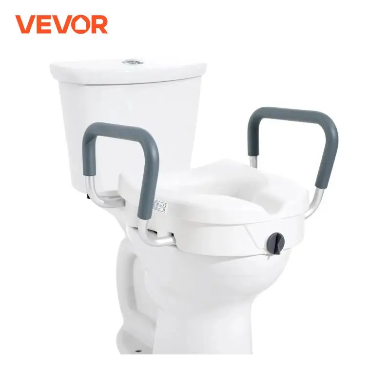VEVOR Raised Toilet Seat 5" Height Raised 350 lbs Weight Capacity Round Elongated Toilet Twist Lock Installation Elderly toilet seat cover toilet seat accessories